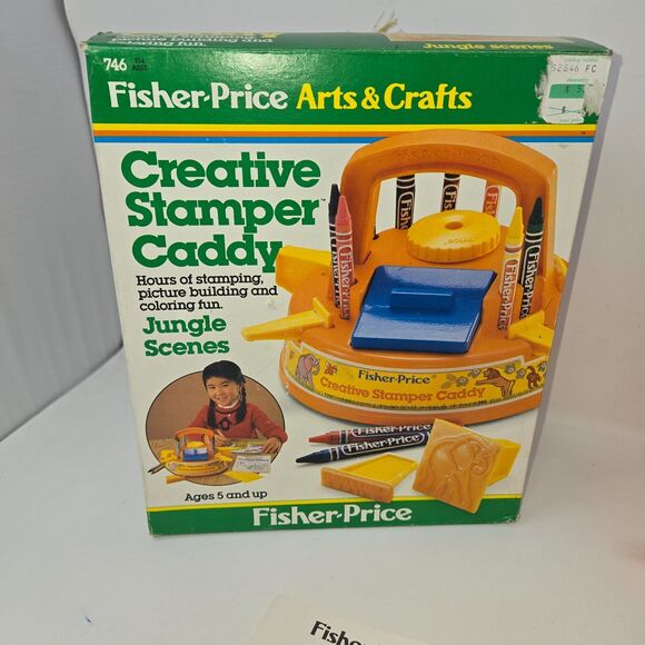 Vintage Fisher Price Creative Stamper Caddy Jungle Scenes #746 1980s Craft Set - Picture 2 of 16